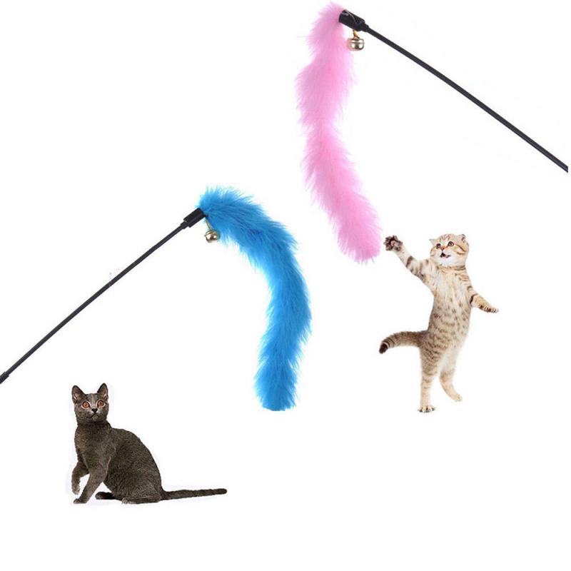 Pet Cat Teasing Stick Pompom Feather Accessories Funny Kitten Interactive Toys For Household Animals Cats Entertainment