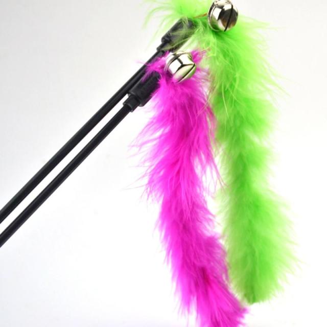 Pet Cat Teasing Stick Pompom Feather Accessories Funny Kitten Interactive Toys For Household Animals Cats Entertainment