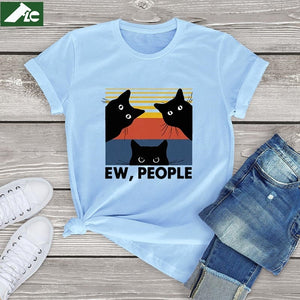 Unisex Ew People T Shirt Cotton Black Cat Lovers Gift kawaii women harajuku T-Shirt Funny streetwear 90s girls clothes tee tops