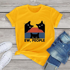 Unisex Ew People T Shirt Cotton Black Cat Lovers Gift kawaii women harajuku T-Shirt Funny streetwear 90s girls clothes tee tops