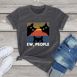 Unisex Ew People T Shirt Cotton Black Cat Lovers Gift kawaii women harajuku T-Shirt Funny streetwear 90s girls clothes tee tops