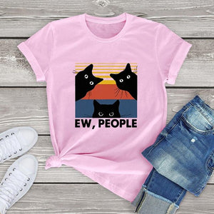 Unisex Ew People T Shirt Cotton Black Cat Lovers Gift kawaii women harajuku T-Shirt Funny streetwear 90s girls clothes tee tops