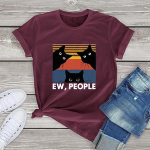 Unisex Ew People T Shirt Cotton Black Cat Lovers Gift kawaii women harajuku T-Shirt Funny streetwear 90s girls clothes tee tops