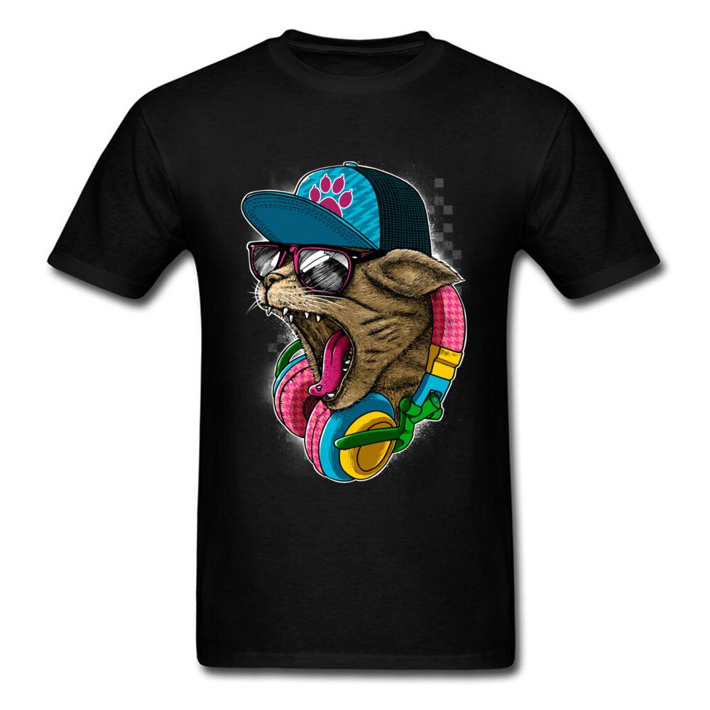 Cool & Wild Big Cat T Shirt Printed Men T-shirt Hipster Tshirt Skater Street Style Top Hip Hop Music Lover Clothes Drop Shipping