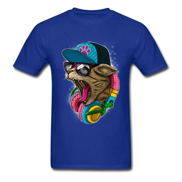 Cool & Wild Big Cat T Shirt Printed Men T-shirt Hipster Tshirt Skater Street Style Top Hip Hop Music Lover Clothes Drop Shipping