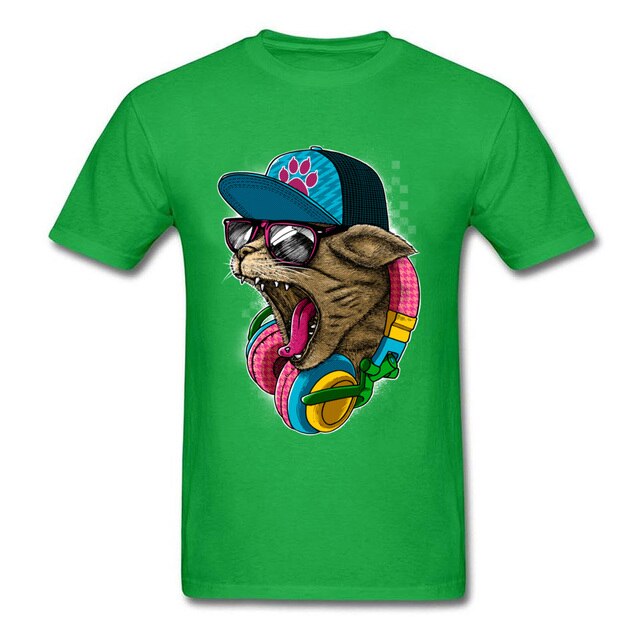 Cool & Wild Big Cat T Shirt Printed Men T-shirt Hipster Tshirt Skater Street Style Top Hip Hop Music Lover Clothes Drop Shipping