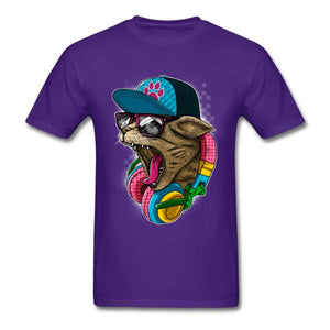 Cool & Wild Big Cat T Shirt Printed Men T-shirt Hipster Tshirt Skater Street Style Top Hip Hop Music Lover Clothes Drop Shipping