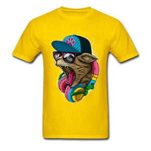 Cool & Wild Big Cat T Shirt Printed Men T-shirt Hipster Tshirt Skater Street Style Top Hip Hop Music Lover Clothes Drop Shipping